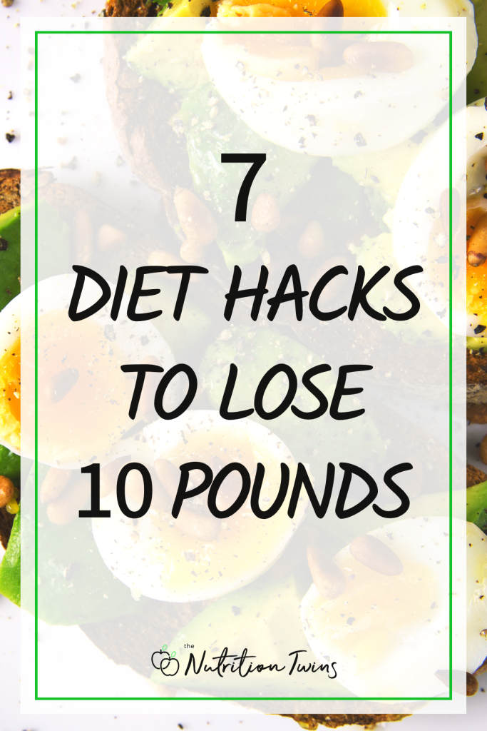 A graph with the text 7 Diet Hacks To Lose 10 Pounds