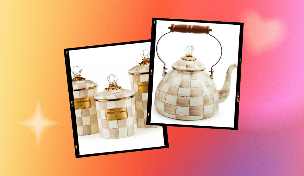 Mackenzie-Childs Mocha Check Teapot| Well+Good