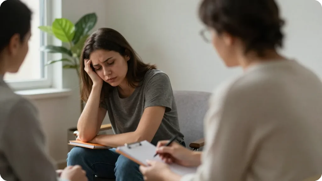A person in therapy receiving compassionate support for suicidal thoughts