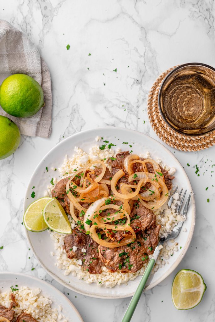 Filipino beef steak with cauliflower rice
