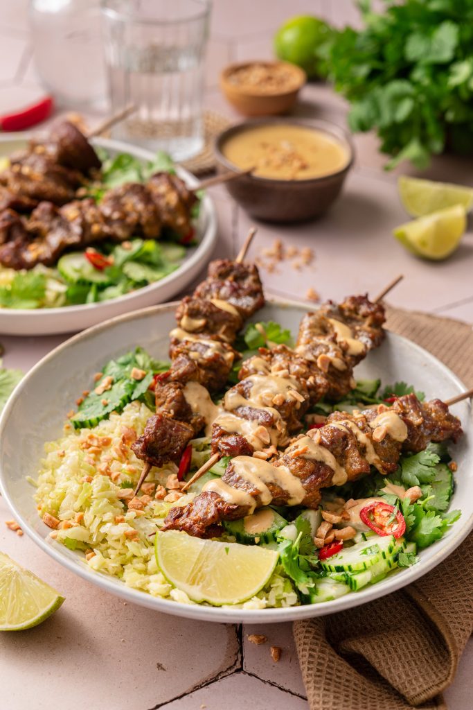 Beef satay skewers with peanut sauce Beef satay skewers with peanut sauce
