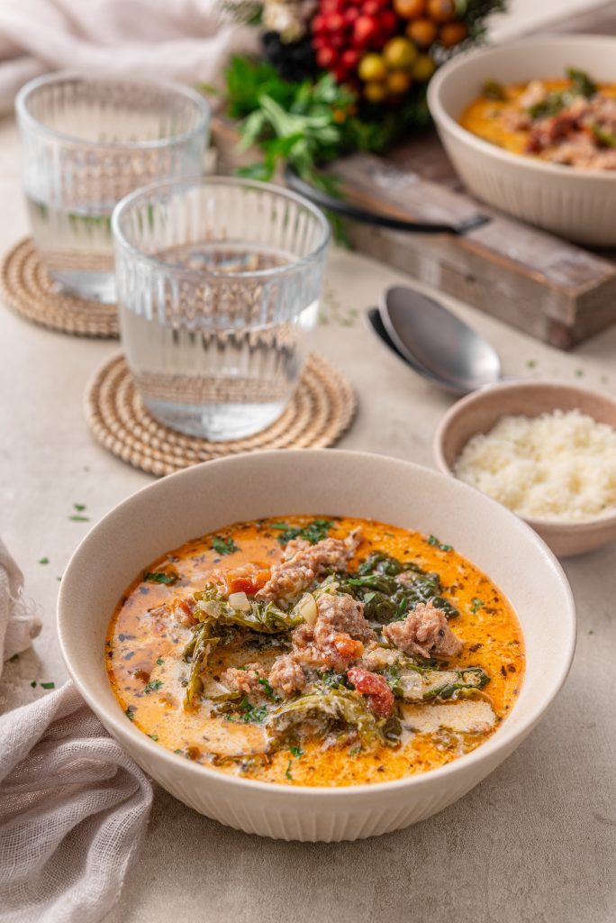 Low carb Tuscan soup with sausage and cabbage